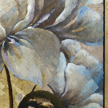 Golden white rose canvas