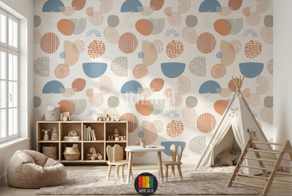 A modern bedroom featuring abstract geometric wallpaper in shades of orange, blue, beige, and grey. The wall art adds a contemporary touch to home decor in Egypt.
غرفة نوم عصرية تتميز بورق حائط بتصميمات هندسية مجردة بألوان برتقالي، أزرق، بيج، ورمادي. هذا الديكور الجداري يضيف لمسة عصرية للمنزل في مصر.
room: kids room