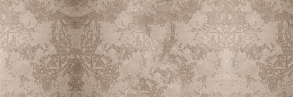 Patina Arabesque flat wallpaper artwork with beige concrete-effect texture and weathered brown arabesque motifs.
