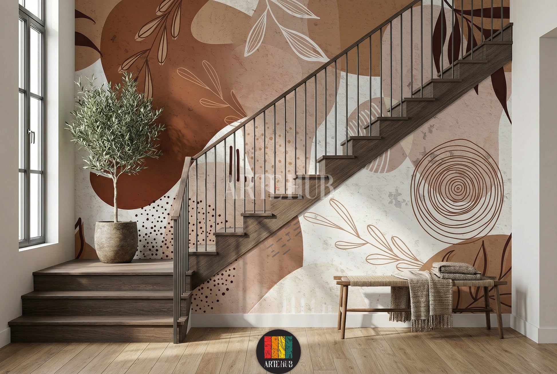 Abstract Boho Wallpaper for Modern Egyptian Bedroom Decor
ورق حائط بوهيمي عصري لديكور غرف النوم في مصر
room: stairs